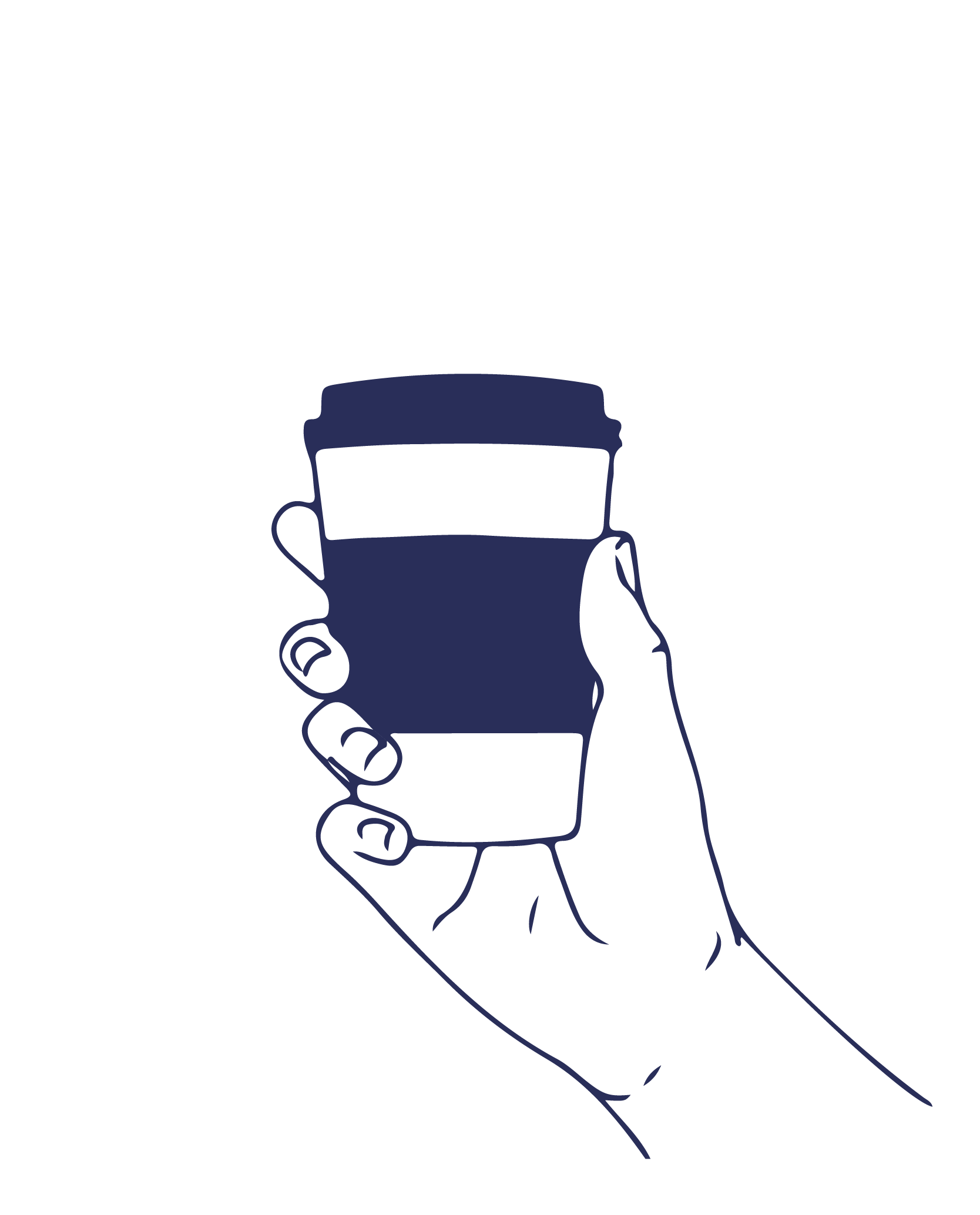 Illustration of hand holding takeaway coffee cup
