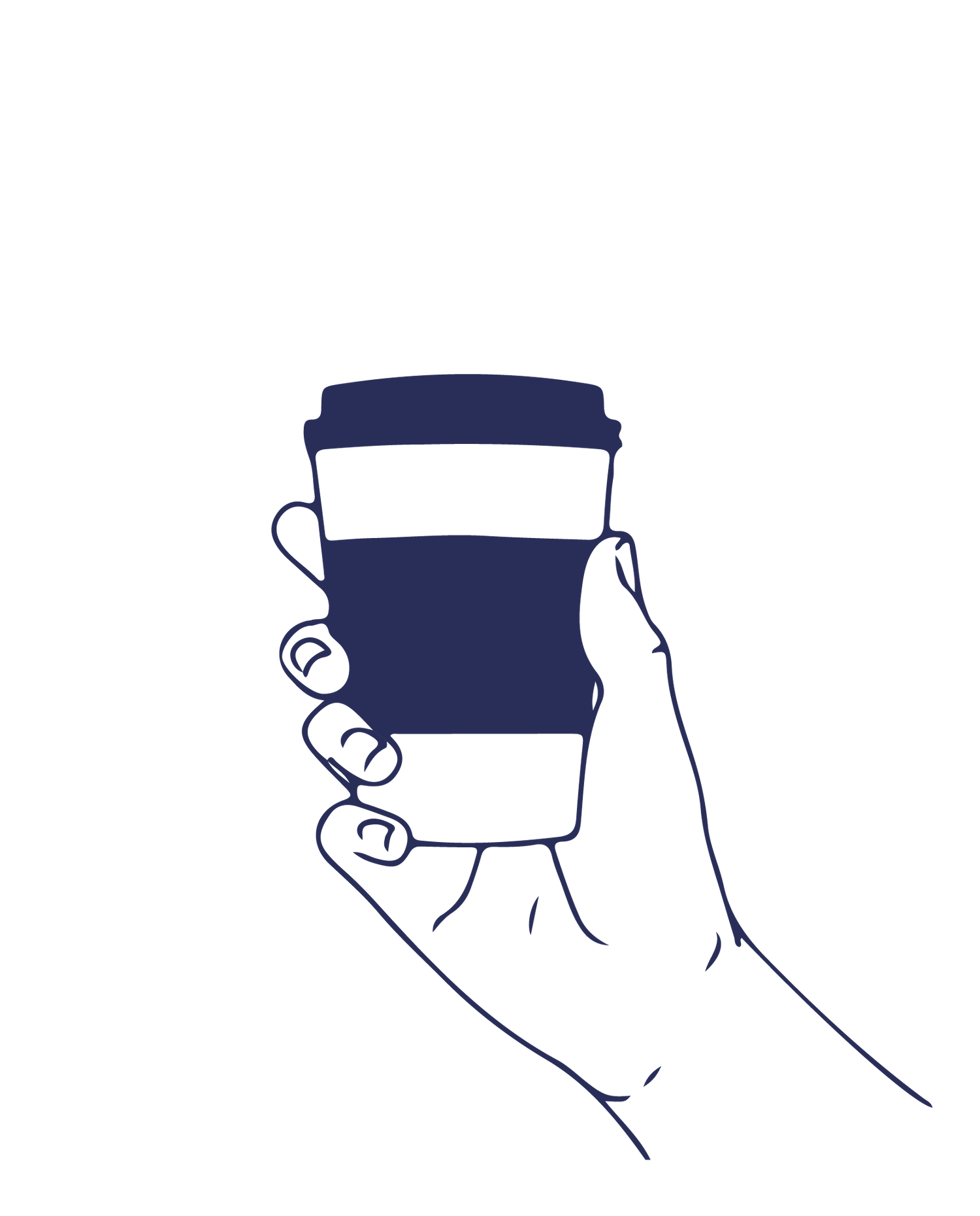 Illustration of hand holding takeaway coffee cup